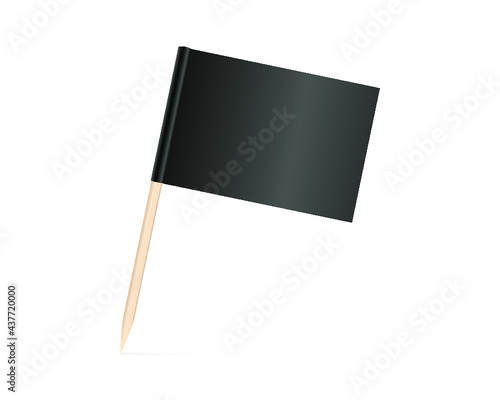 Black blank toothpick flag isolated on a white background