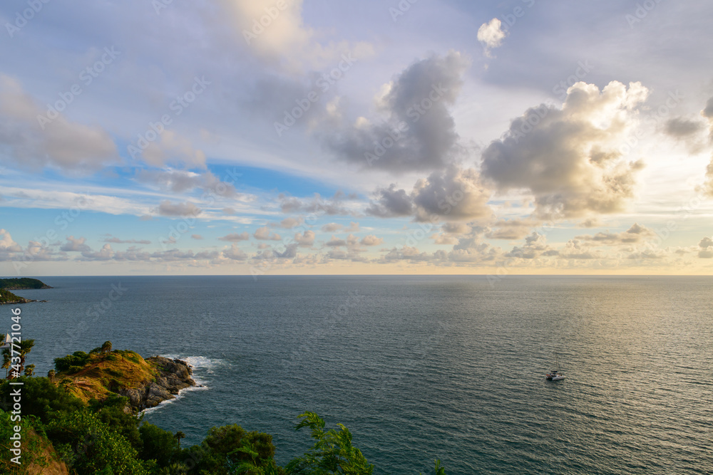 Sunset sky at Phrom Thep Cape the scenic point of Phuket Island,