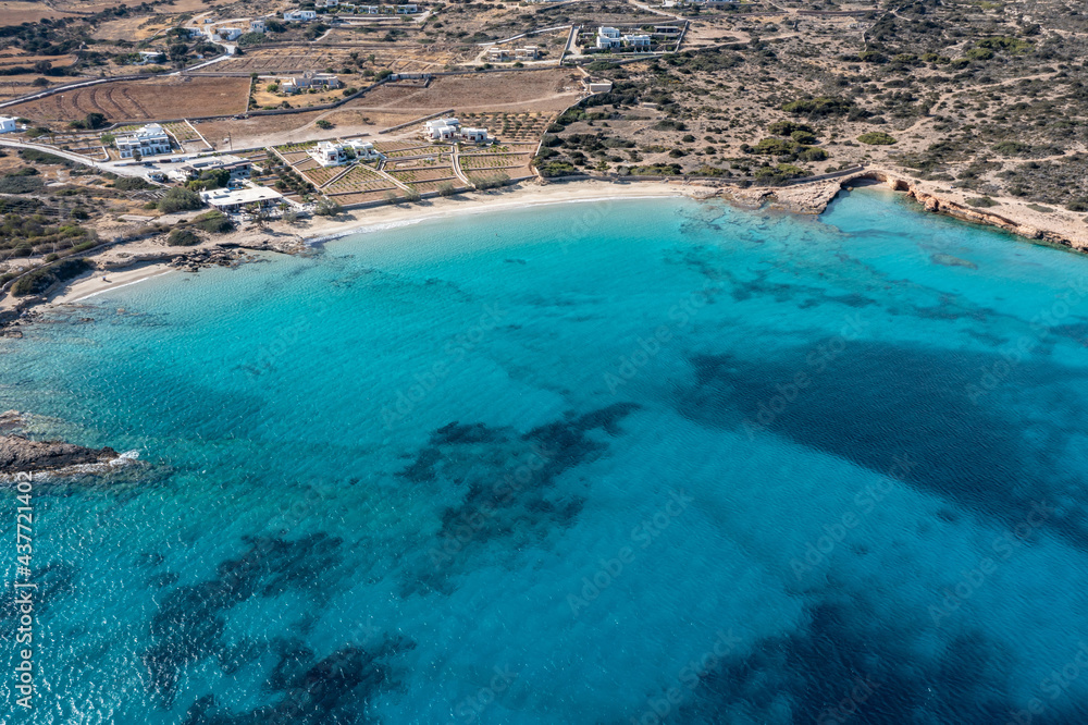 Greece, Koufonisi island, sandy beach, aerial drone view