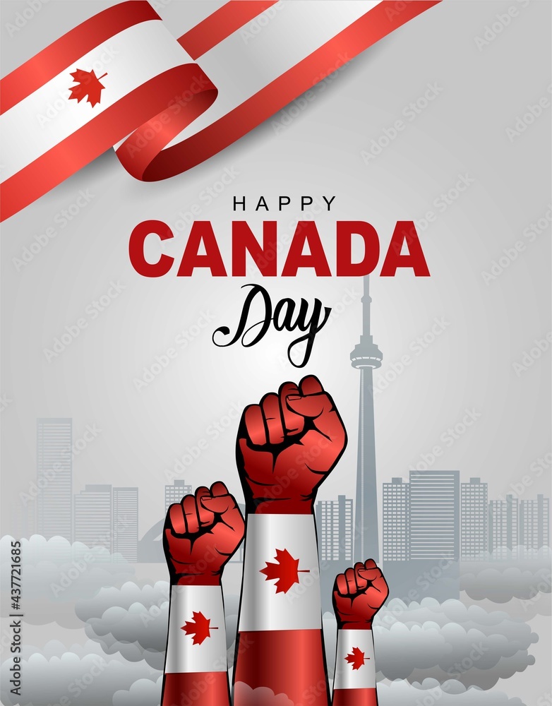 Fototapeta premium happy Canada day greetings. vector illustration design
