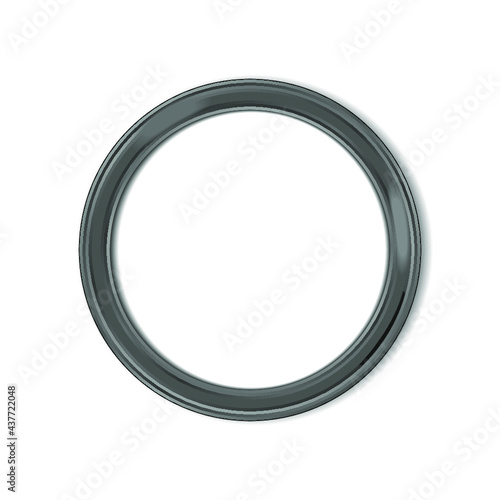 Realistic black picture round frame isolated on a white background. 3d illustration