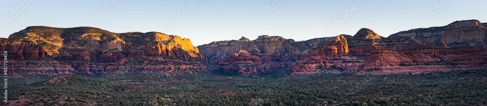 Panoramic of red rocks