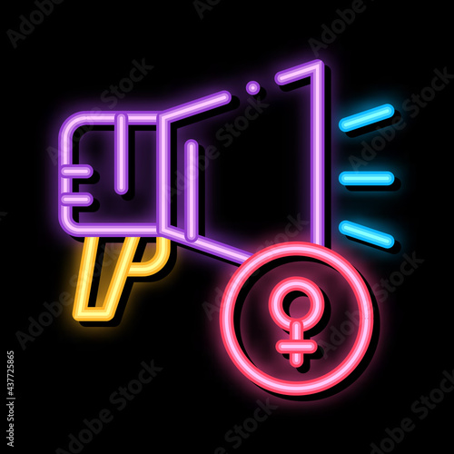 Loudspeaker neon light sign vector. Glowing bright icon Loudspeaker sign. transparent symbol illustration
