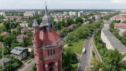 Aerial view of a historic water tower in Wroclaw, Poland photo