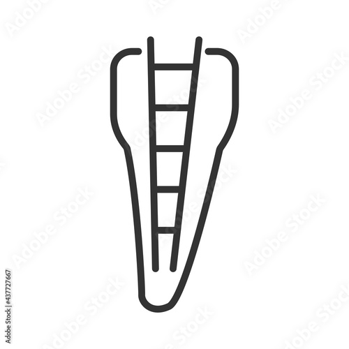 Working length and width during the root canal. Dental canal ruler . Abstract vector illustration linear icon.