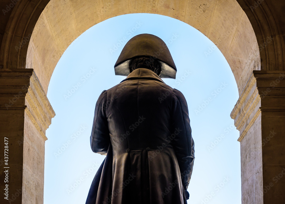 Rear view of the statue of Napoleon Bonaparte in the Hotel des Invalides in Paris, France
