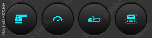 Set Electric sander, circular saw, Chainsaw and planer tool icon. Vector