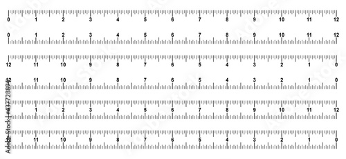 rsmc5 RulerScaleMetricCentimeter rsmc - 6 Set - ruler scale 0 - 12 inch. measuring tool . measure tape / length measurement inch size - transparent vector illustration . AI10 / EPS10 . g10598