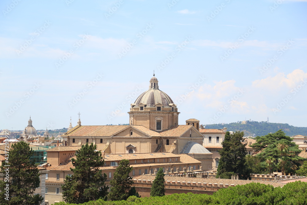 Roma panoramic view. Ancient buildings. Italy