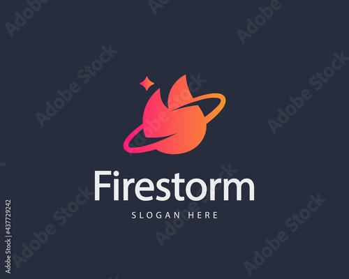 Abstract spin fire, flame geometric colorful gradient logo design template. Minimalistic bonfire, burn, energy vector sign symbol mark logotype.