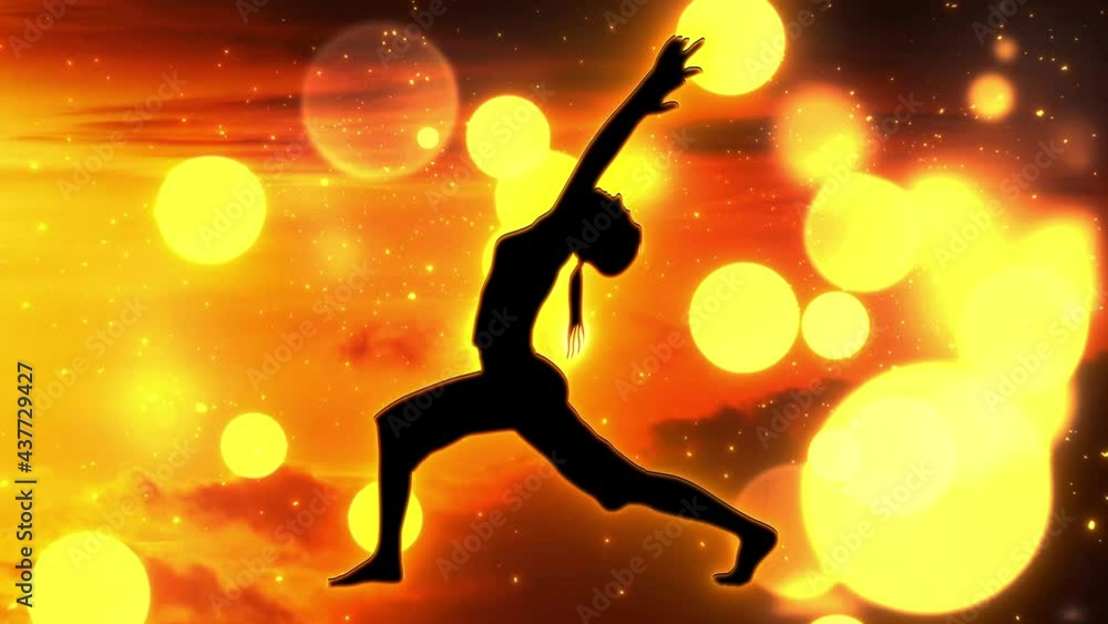 Mysterious and glittering image of a woman in a yoga pose Mysterious and glittering image of a woman in a yoga pose