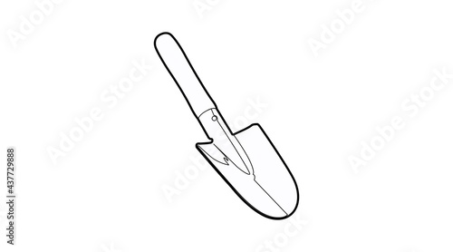 Black and White Vector Isolated Illustration of a Small Garden Shovel
