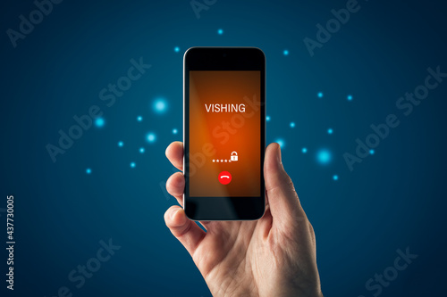 Vishing call warning on smart phone concept photo