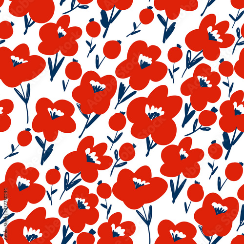 Cute abstract red poppy flo...