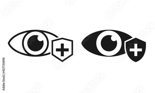 Healthy eye protectetion. Eye with health shield. Eye treatment. 
Eye health insurance coverage. Illustration vector