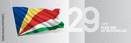 flag, day, happy, Seychelles, vector, 29th of June, 29, twenty ninth of June, banner, national, card, holiday, flag, independence, freedom, illustration, design, independent, waving, background, patri