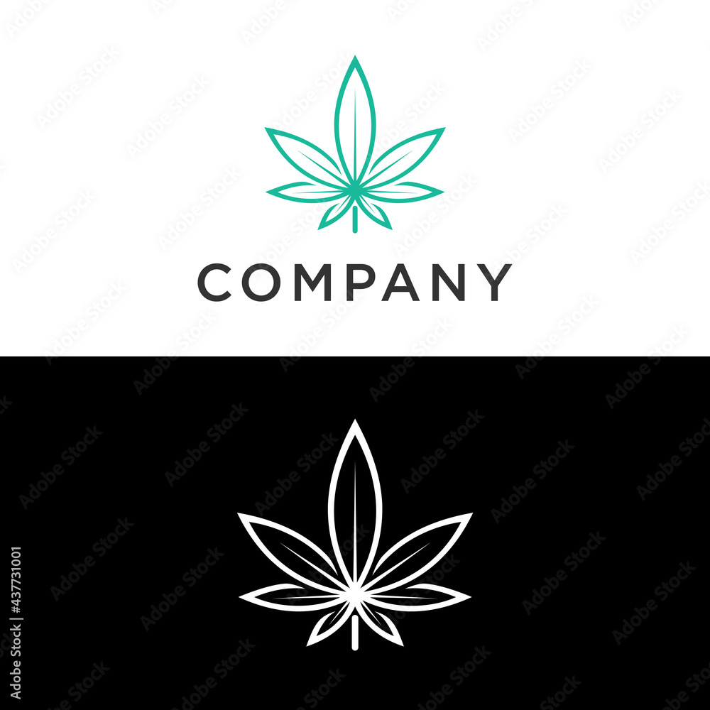 Simple Line art Cannabis or Hemp Logo Template. Vector image of a leaf of marijuana. The isolated picture on white background. Celtic pattern, linear graphics, brevity, logo. Simple Line art Cannabis or Hemp Logo Template. Vector image of a leaf of marijuana. The isolated picture on white background. Celtic pattern, linear graphics, brevity, logo.