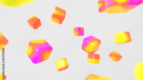 minimal abstract pattern composition falling lava cubes 3d render