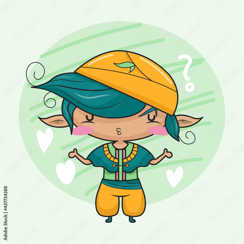 Cute elf illustration on wondering Cute elf illustration on wondering