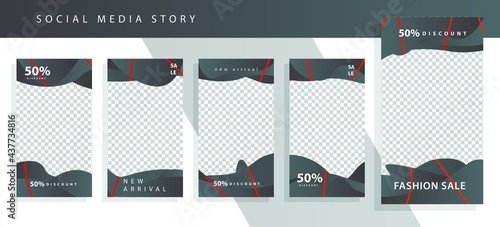 Set 5 of Social Media Instagram Networks Stories Sale Banner Background, Mobile App, Poster, Flyer, Coupon, Gift Card, Smartphone Template Story,Liquid Abstract Modern. editable template eps 10 vector