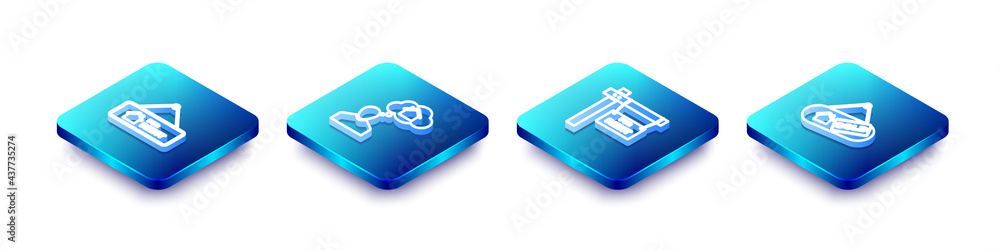 Set Isometric line Hanging sign with For Rent, Man dreaming about buying house, and Sold icon. Vector Set Isometric line Hanging sign with For Rent, Man dreaming about buying house, and Sold icon. Vector