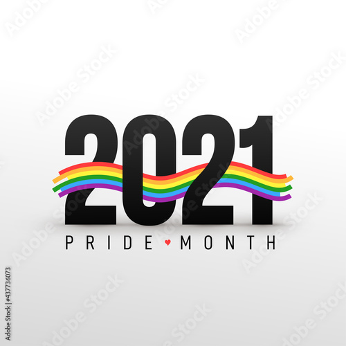 LGBT Pride Month 2021 concept. Freedom vector rainbow flag with heart. Gay parade annual summer event. Pride symbol with heart, LGBT, sexual minorities, gays and lesbians. Template designer sign, icon