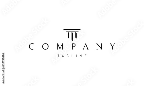 Vector logo on which an abstract image of a Greek column in a minimalist style.