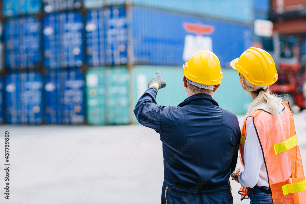 © Quality Stock Arts - Staff director logistic shipping worker teamwork working in shipping cargo containers for export and import goods engineer people work at port yard. © Quality Stock Arts - Staff director logistic shipping worker teamwork working in shipping cargo containers for export and import goods engineer people work at port yard.