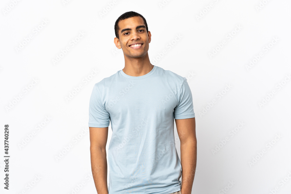 Obraz premium African American man over isolated white background laughing