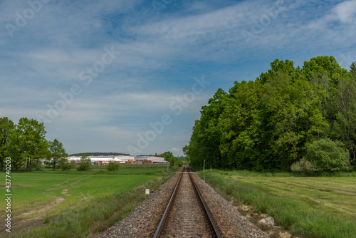 Fototapeta Naklejka Na Ścianę i Meble -  Railway track in south Bohemia color spring morning