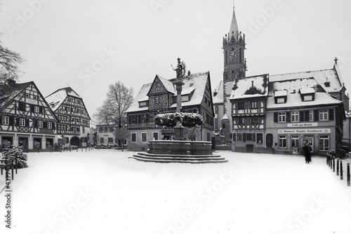 Marktplatz Ladenburg im Winter 