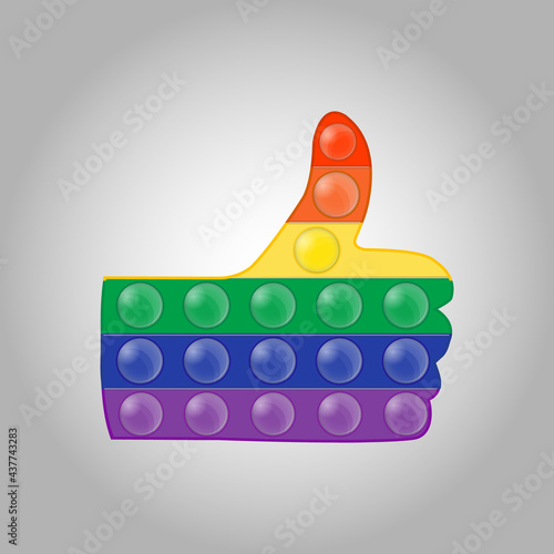 Pop it (popit). Sensory antistress toy. Trend. Pop it fidget in shape Thumb up (like).