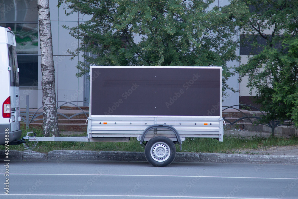 Open car trailer. The trailer device of the car. Open car trailer. The trailer device of the car.