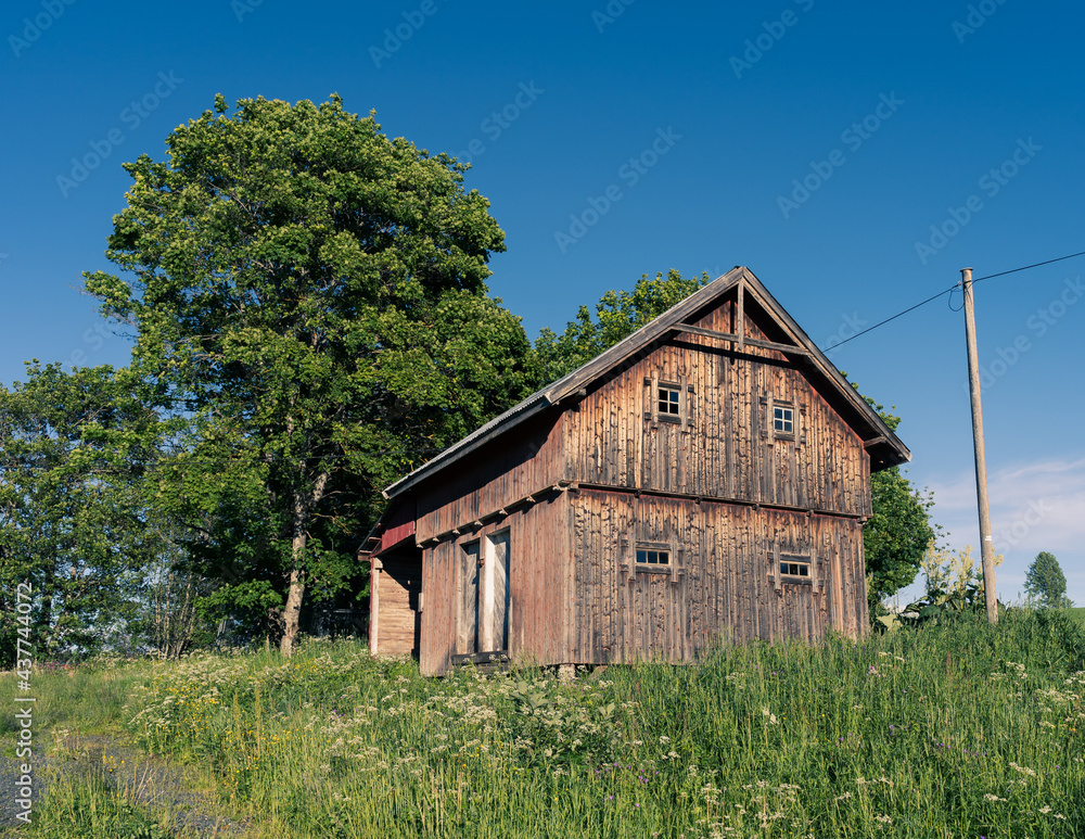 Obraz premium Old storehouse for food at abandoned farm.