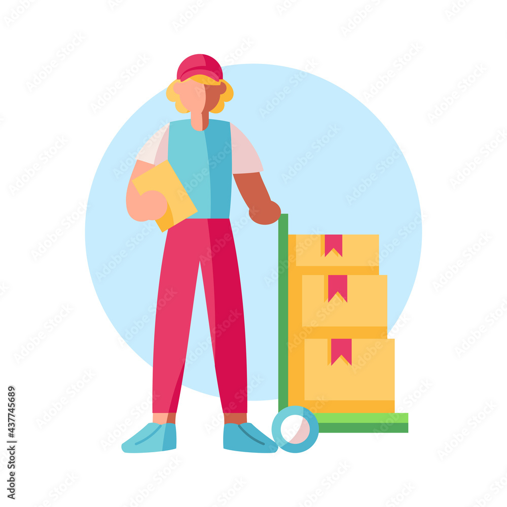 Isolated delivery guy with a package cart Vector illustration Isolated delivery guy with a package cart Vector illustration