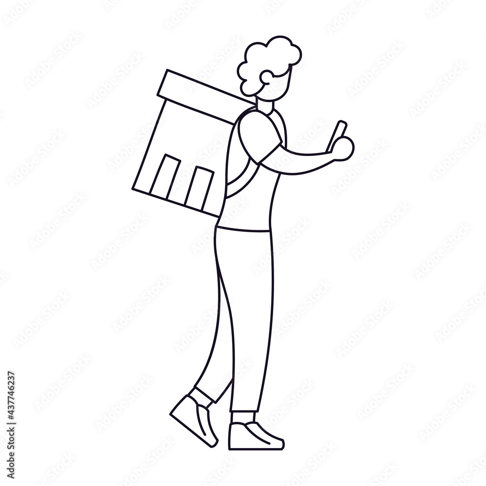 Isolated delivery boy with a package Vector illustration Isolated delivery boy with a package Vector illustration
