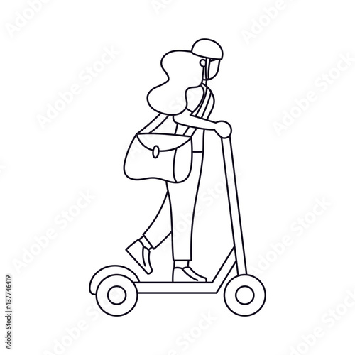 Isolated delivery girl with a package on a scooter Vector illustration