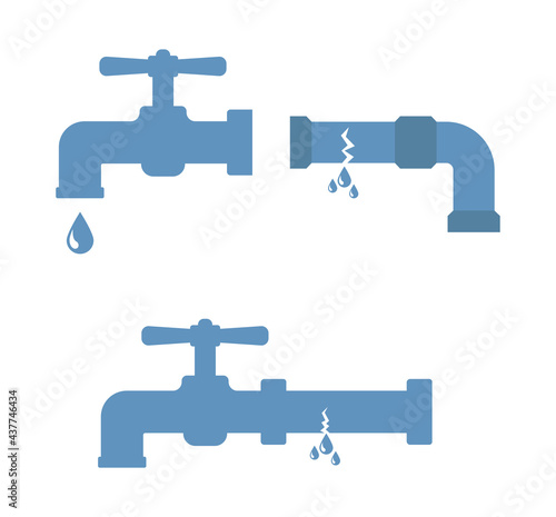 water pipe tap faucet broken icon