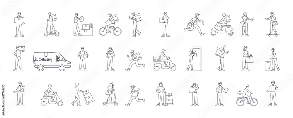 Set of delivery related icons Vector illustration