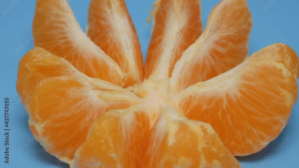 Tangerine slices rotate in a plane. Tangerine slices rotate in a plane.
