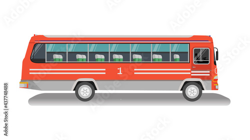 Vintage Thai bus with isolated white background.Old omnibus thai.Thai bus vector.Classic public car thailand.