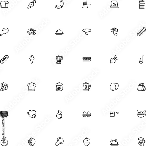 icon vector icon set such as: can, onion, animal, flour, steak, grape, copper, cooker, uniform, grey puffball, glyph, teabag, lasagne, rack, dome, seeds, quality, oil, suillus grevillei, season