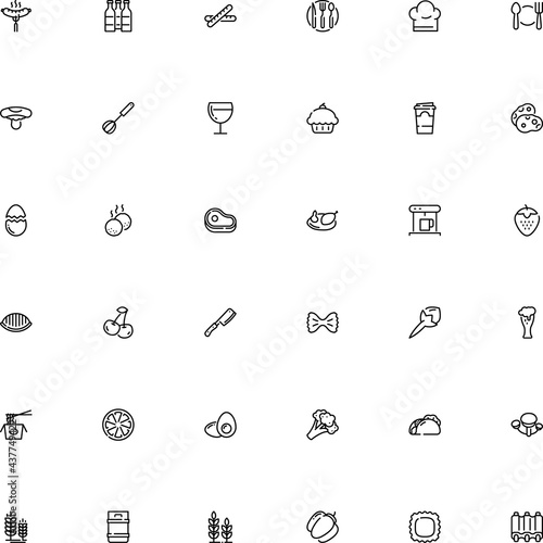 icon vector icon set such as: alcoholic, professional, package, tortilla, grass, baguette, iron, common, steak, editable, emblem, mold, anti, damaged, foam, macro, beater, mobile, decorative