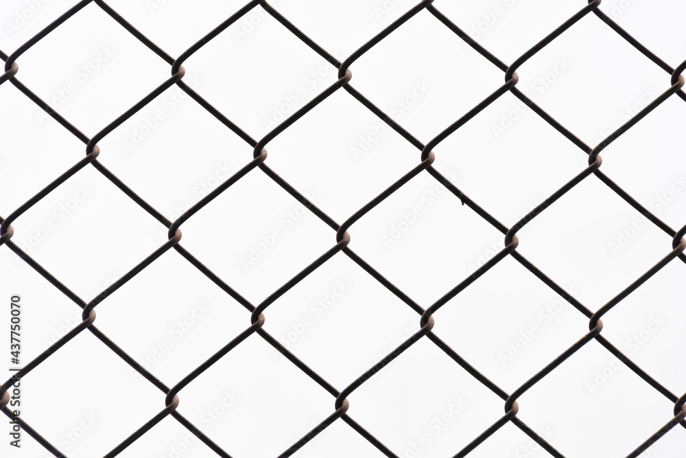 Fototapeta premium cage metal wire on pale white background
