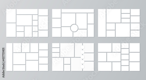 Collage grid. Mood board template. Vector illustration. Banner with photo pictures
