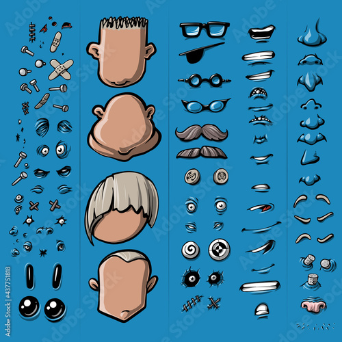 Gesichter-Bausatz 01 (Starterkit)
nahezu unbegrenzte Kombinationsmöglichkeiten