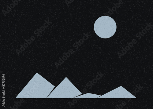 Geometric Mountains silhouette landscape art poster illustration