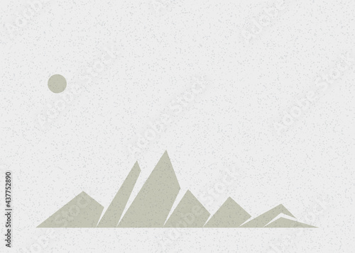 Geometric Mountains silhouette landscape art poster illustration