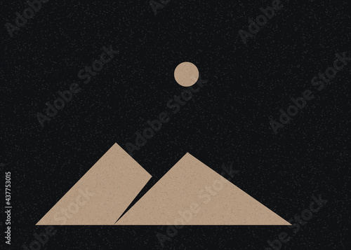 Geometric Mountains silhouette landscape art poster illustration