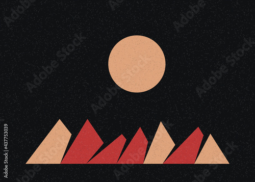 Geometric Mountains silhouette landscape art poster illustration